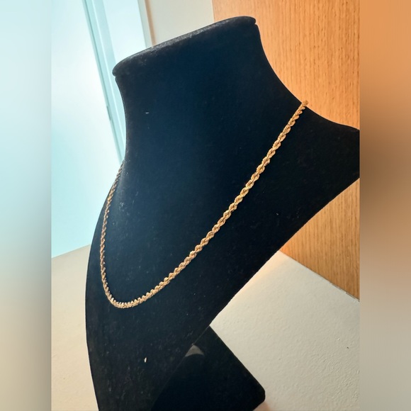 Solid 14k Yellow Gold Rope Chain Necklace (Unisex) - Picture 2 of 5